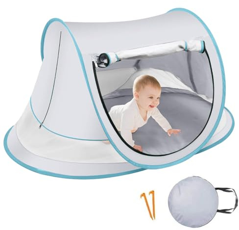Duroecsain Babystrandbaldakin, strandskydd för spädbarn, lätt sandskyddad utomhus solskydd för picknick park semester camping trädgård sjö återhämtning