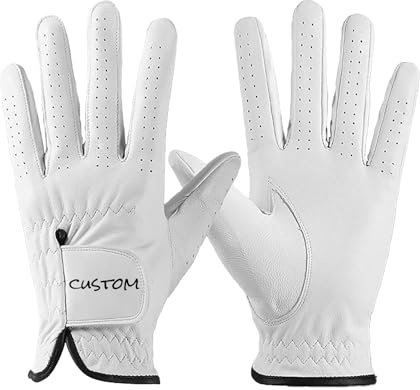 Générique Gants de Golf Homme Personnalisé Main Gauche Femme et Homme, Cuir PU Antidérapant Respirant Doux Texte sur Mesure, Idéal Entraînement Compétition Cadeau Équipe (Femmes Blanches, L)