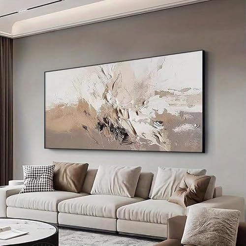 UUDEZO Stor, horisontell, abstrakt modern väggdekoration i Wabi-Sabi-stil (80 x 160 cm (31 x 63 tum)) med svart ram