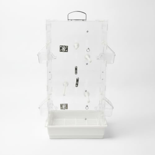 FewNvWa Acrylic Bird Cage Double Layer Aviary Enclosure Habitat With Transparent Wide Viewing Area Simple Setup Easy Upkeep Sturdy Frame suitable for pet, White Base, White