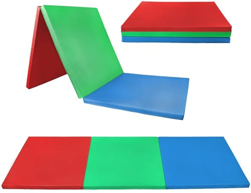 ALPIDEX Klappbare Turnmatte 180 x 60 x 3,2 cm Weichbodenmatte Gymnastikmatte Sportmatte, Farbe:bunt