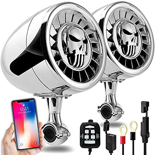 Aileap Altavoces estéreo Bluetooth Marinos a Prueba de Agua de 5 Pulgadas Sistema de Audio para Barcos de Graves de Alta Resistencia con AUX USB MP3 Ideal para Motocicletas Harley ATV/UTV/RZR