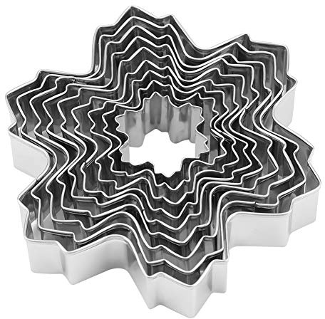 Snowflake Cookie Cutter Set, 9 Pcs Stainless Steel Snowflake Shaped Pastry and Cookie Cutters for Fondant and Cookies DIY Baking
