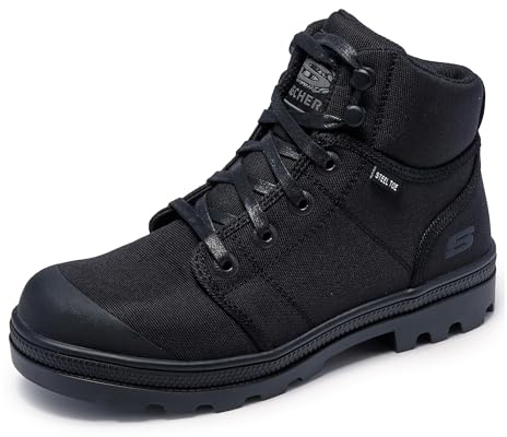 Skechers Women's Work Rotund Darragh Work Lace-Up Boot Safety Toe, Black, 8.5