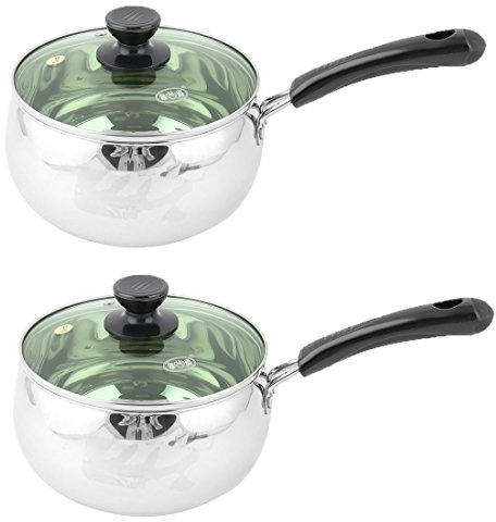 Ruilogod Stainless Steel Household Kitchen Food Milk Porridge Pot Pan 2 Pcs Silver Tone (id: dbb 4ec 69a 273 9c9