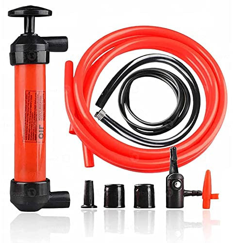 mellystore Handpumpe Wasser Umfüllpumpe mit 4 Schläuchen Siphonpumpe Multifunktional Benzinpumpe Absaugpumpe Kraftstoffpumpe Manuell Handpumpe für Kanister für Benzin Diesel Öl Wasser Boot Auto