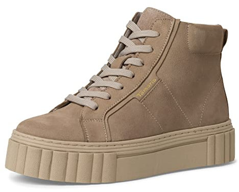 Tamaris Damen High-Top Sneaker, Frauen Halbschuhe,Wechselfußbett,straßenschuhe,Strassenschuhe,Sportschuhe,Freizeitschuhe,Taupe,37 EU