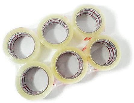 Super Mundo - Cinta embalar transparente, 6 Rollos, 48MMx100M, cinta adhesiva transparente, Ideal para paquetes y cajas(48mmx100m,Transparente,6R)