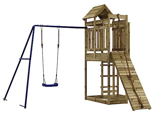 vidaXL Spielturm, Klettergerüst mit Kletterwand Schaukel, Kinder Kletterturm mit Sandkasten, Spiel-Zubehör für Garten, Spielgeräte Spielplatz, Imprägniertes Kiefernholz
