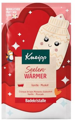 Kneipp Badekristalle Seelenwärmer, Sachet mit naturreinem Tiefensalz und hochwertigen Extrakten aus Vanille und Muskat, einen Moment der Ruhe und Gemütlichkeit, 60g