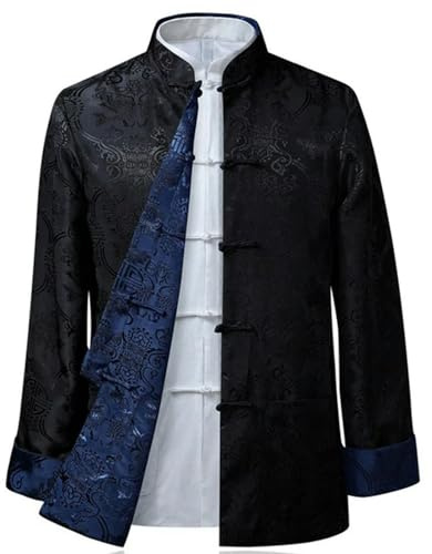 AJOHBM Tang Suit Camisa china estilo chaqueta cuello tradicional chino ropa para hombres Top de seda Hanfu Hombres