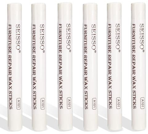 SEISSO 6 Pezzi Pennarello per Legno, Pennarello Ritocco Legno per Coprire Graffi e Fori nei Mobili,Riparazione Legno Cera Stick 12cm (Bianco)