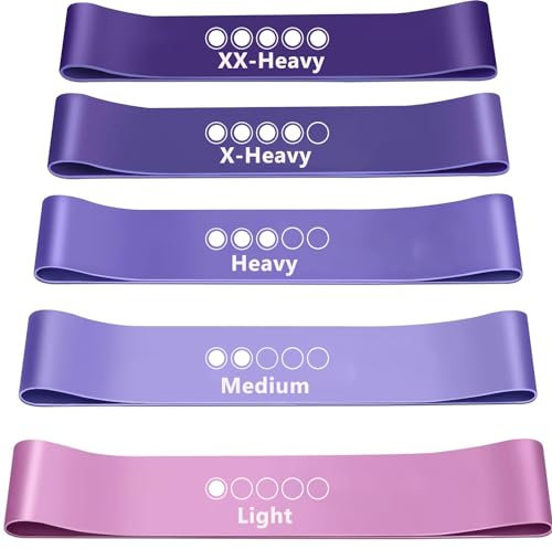 FOLAI Widerstandsbänder [5er Set] Fitnessband mit Übungsanleitung auf Deutsch & Tragebeutel Resistance Bands Gymnastikband für Muskelaufbau Pilates Yoga