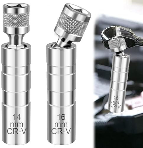 ELUBLU Zündkerzenschlüssel 14mm und 16mm, 2 Stück Universal Magnetisch Zündkerzen Schlüssel Steckdose Demontagewerkzeug, Zündkerzenstecker für die Autoreparatur