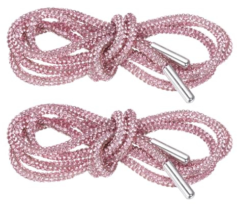 sourcing map Rhinestone Shoe Laces 0.16 Dia 39 Length Bling Crystal Shoe Laces Diamond Drawstring Cords Replacement for Sweatpants Shorts Sneakers, Light Pink, 2pcs
