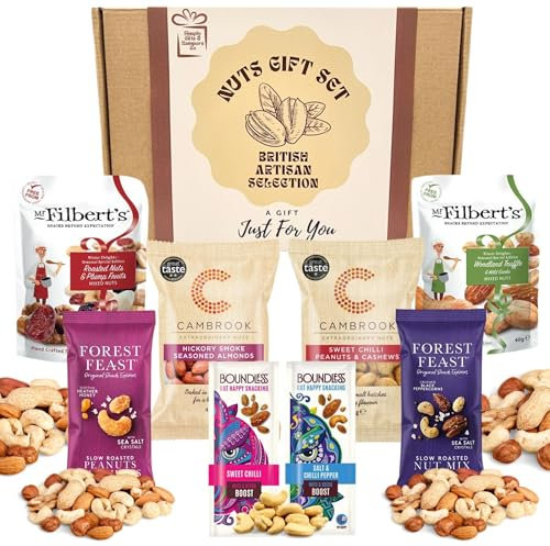 Nuts Gift Set – Premium Nuts Selection Gift Box - with British Artisan Nut Brands – Mr Filberts, Cambrook & More – Gift Ready, Perfect for Valentines Day and Mothers Day - Mixed Nuts Selection