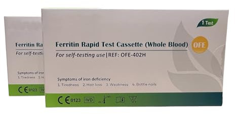 2 x Iron Deficiency Test Kit Ferritin Self Testing Blood Anaemia Test