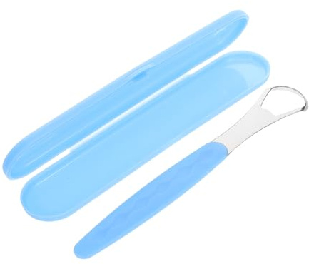 Healeved Raschietto per Lingua in Acciaio Inox Strumento per Pulizia della Lingua Custodia Portatile per Uso Quotidiano e Viaggio
