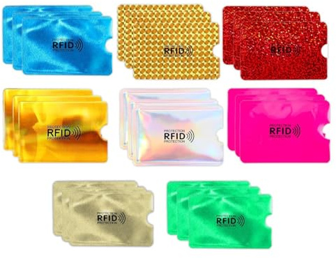 COYUN 24 Pièces Porte-cartes RFID, Bloqueurs RFID, Multicolores, Porte-cartes RFID, Protection Carte Bancaire, Protection de Cartes RFID, Anti-vol pour Homme et Femme, Couleur, Portefeuille RFID