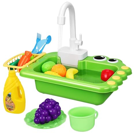 Ensemble D'évier De Cuisine pour Tout-Petits – Jouet De Jeu De Rôle pour Tout-Petits, Robinet Électrique, Piscine Flottante, Construction ABS, Matériau Et Sûr, Assemblage Facile | Activité Int