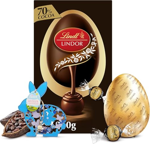 Topline Lindt Chocolates Easter Egg for Easter Gifts – Luxury Dark Chocolate Egg & 70% Coaoa Truffles. Chocolates Gift Box with Topline Decoration for Women Gifts, Egg Hunt