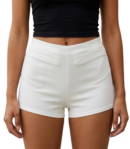Edhomenn Womens Y2k Mini Shorts Back Zipper Denim Shorts Sexy Hot Pants | Low Rise Shorts with Decorative Pockets, White Micro Shorts, Black Denim Shorts, Summer Concert Party Outfits