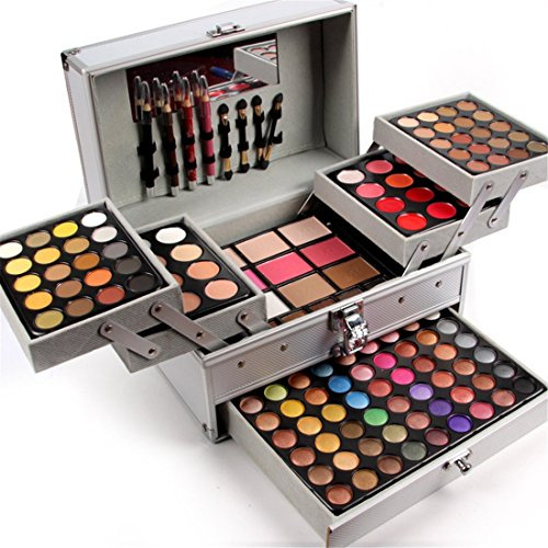 Pure Vie® 132 Colori Palette Ombretti Cosmetico Tavolozza per Trucco Occhi con Correttore Blush e Lucidalabbra - Adattabile a Uso Professionale che Privato