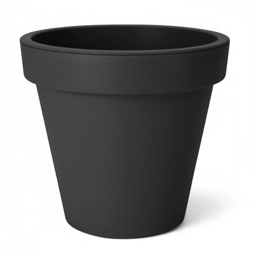Spetebo Kunststoff Pflanzkübel M rund Ø 38 cm - anthrazit - Blumenkübel groß für Außen und Innen - Garten Pflanztopf Blumentopf Pflanzgefäß Übertopf