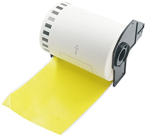 BETCKEY - 1 Rotolo DK-22243 Etichette per Spedizioni Compatibile con Brother, 102mm x 30.48m, 1 Etichette Colorate Giallo per Stampanti di Etichette Brother QL