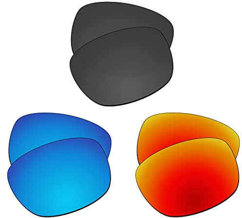 EZReplace Verres de rechange pour lunettes de soleil Oakley Ten X OO9128 (verres polarisés), Noir carbone + bleu glacier + rouge feu, taille unique