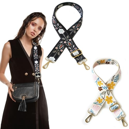 Spldsun 2 st. väskrem axelrem, justerbar axelrem, damväskrem, gitarrstil axelrem för bärkassar, plånbok, crossbody-väskbyglare, flerfärgad, 80-130 cm/30,37-49,35 Zoll