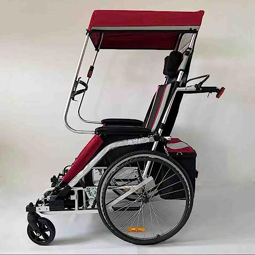 Remolque de Bicicleta Silla de Ruedas para Adultos Bicicleta Aleación de Aluminio Remolque Trasero Absorción de Impacto Tractor cómodo Carro Multifuncional (Red)