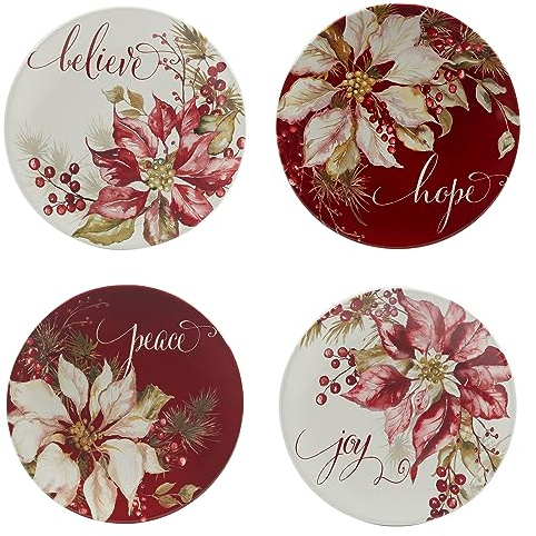 Certified International Winters Joy 9 Salad/Dessert Plates, Set of 4 Assorted Designs