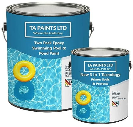 T A Paints Ltd Two Pack Epoxy Swimming Pool & Pond Paint 3 In 1 Primes Seals Protects Chemical Resistant Direct to Concrete Fibreglass Brick & Stone (1L Clear Dust Sealer)