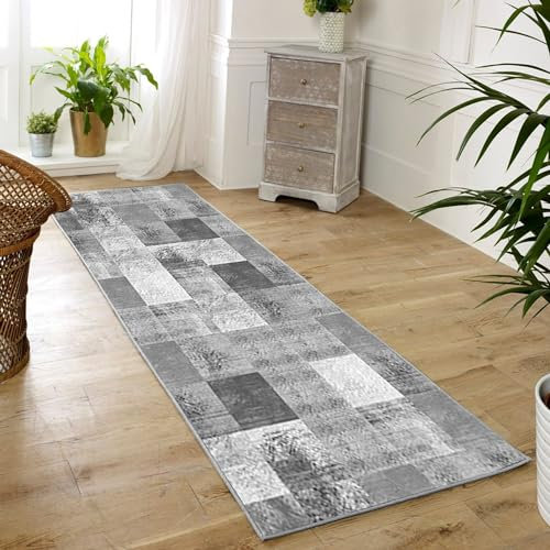 KIZYRQ Teppich Läufer für Flur Küche 60x250cm rutschfest Waschbar Teppichläufer, Polyester Dauerhaft 6mm Dicke Küchenläufer, Moderner Flurteppich für Wohnzimmer Schlafzimmer Korridor Kitchen