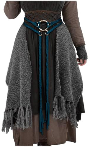 keland Mittelalter Accessoire Seil Gürtel Wikinger Gürtel Bindegürtel für Damen Herren (Blau)