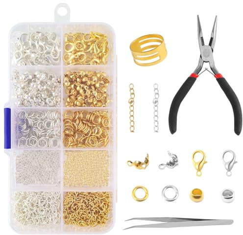 JALEVID Kettenverschluss Set 583 Stk., Verschlüsse für Armbänder, Kettenverschlüsse zum Basteln, Ketten Verschlüsse für Perlenarmbänder, DIY Schmuckherstellung mit Schmuckzange Pinzette