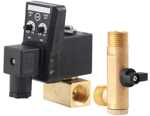 Vanne De Vidange TemporiséE G1/2 Dn15 Vanne De Vidange éLectronique Ac230V Soupape De Vidange En Laiton Purge Automatique Compresseur,Temps D'Ouverture Et De Fermeture De La Vanne RéGlables