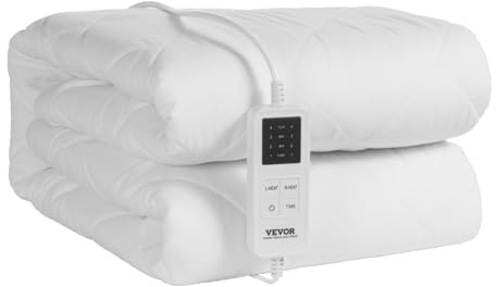 VEVOR Heizdecke, 195 x 165 cm, Queen-Size-Bettwärmer, elektrisch, mit 4 Heizstufen, 12-Stunden-Timer, 8-Stunden-Abschaltautomatik, rundum elastische Taschen, Matratzenauflagen aus gebürstetem Stoff