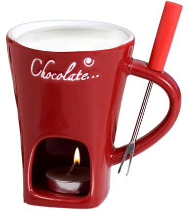 Ziennhu Fonduta Cioccolato - Ceramica Ciotola Forchetta Set -Resistente Ciotolas per Cioccolatos Burro E Formaggio, Include tè, per Dessert Raffinati E Momenti Conviviali