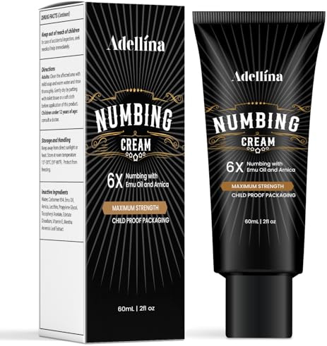Adellina Numbing Cream Maximum Strength: Long Lasting Extra Soothing with Arnica and Elmu Oil (2 Fl Oz (Pack of 1))