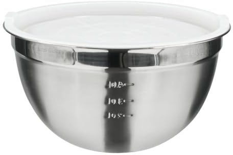 STI Ciotola Bowl in Acciaio Inox con Tappo Ermetico in Polietilene Cucina 28cm 6lt con Coperchio
