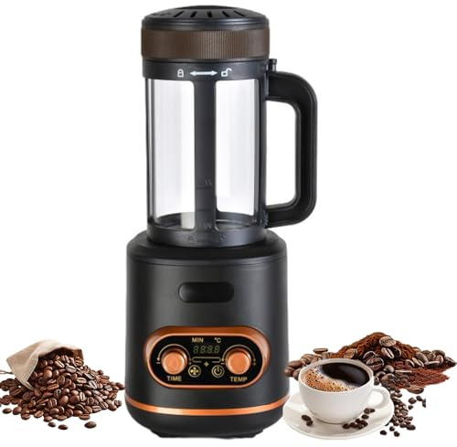 Torréfacteur électrique 2400 W, capacité automatique de 300 g, affichage numérique, minuterie, chambre transparente, température réglable pour la maison, le bureau, le café