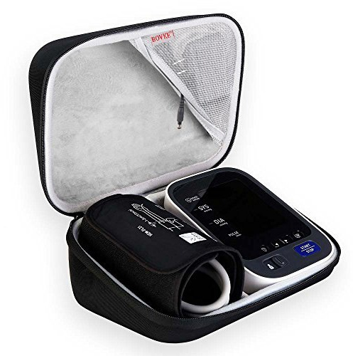 BOVKE Tragetasche Reisetasche für OMRON X3 Comfort/OMRON X4/OMRON X2 Smart/Basic/Omron M3 Automatisches Oberarm-Blutdruckmessgerät und Manschette, Mesh Tasche für Batterien und Ladegerät, Schwarz