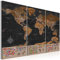 B&D XXL englische Weltkarte Pinnwand & Vlies Leinwand Bild 135x90 cm XXL Bilder mit Kork Rückwand Korktafel Kunstdruck Wandbilder Lernkarte Reise Landkarte k-A-0205-p-e