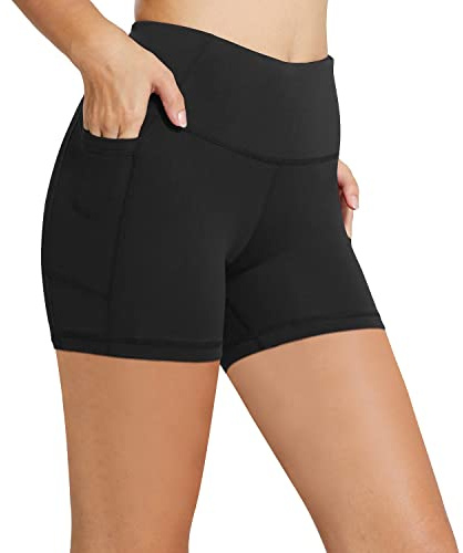baleaf Workout Shorts Women 5 Biker Yoga Gym Spandex Running Volleyball Compression Short with Pockets Black XL