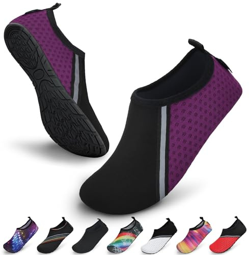 SAGUARO Escarpines Hombre Mujer para Buceo Snorkel Surf Natación Piscina Vela Mares Rocas Río Zapatos para Agua Calzado Playa Zapatillas Deportes Acuáticos (Morado,36/37 EU)