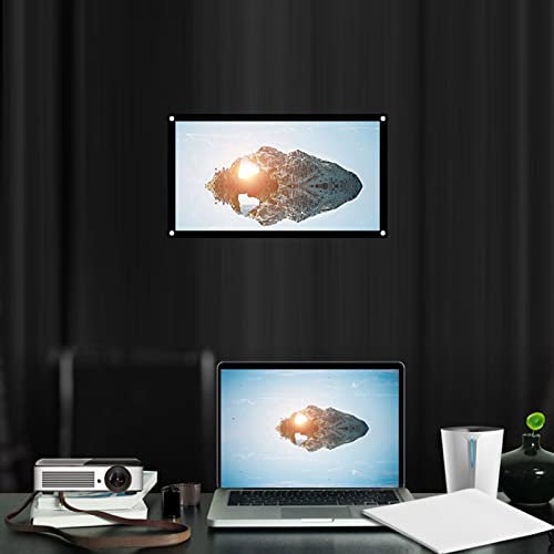 16:9 White Projection Screens, Portable Projector Curtain Projection Screen for Outdoor Camping Movie, Open-air Cinema (40 inches)