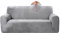 NAKIHOUSE Dicke Samt Sofa Überwürfe Sofabezug mit einem Kissenbezug, Superweicher Elastische Sofa Abdeckung in Silber-Grau Farbe für 1/2/3/4 Sitzer（L-förmiges Ecksofa erfordert Zwei）