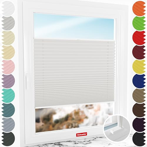 Schuette® Plissee mit Bohren zum Anschrauben ● Premium Kollektion: A Way Home (Silber) ● 20x80cm (Breite x Höhe) ● Suprafix Faltrollo Befestigung ● Bequeme Rollo Montage inkl. Video